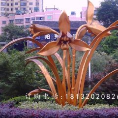 不銹鋼蘭花雕塑，廣場不銹鋼花卉雕塑