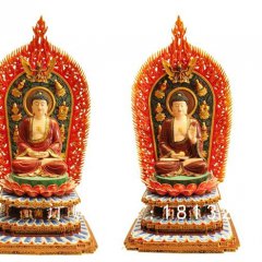 三寶佛雕塑，玻璃鋼坐式佛像