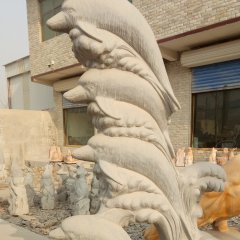 海豚石雕，公園動(dòng)物石雕