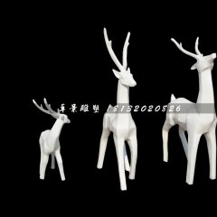 小鹿一家雕塑，玻璃鋼抽象動物雕塑