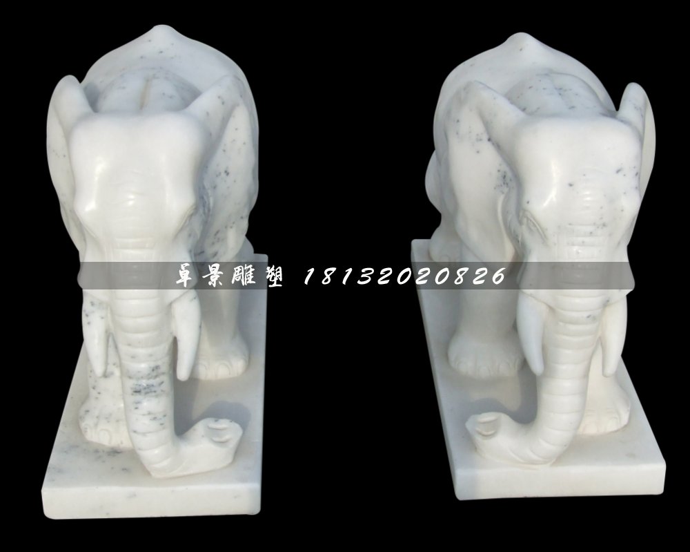 小象石雕，大理石小象雕塑