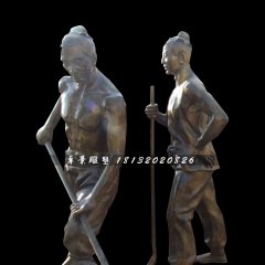 古代人干農(nóng)活銅雕，公園景觀銅雕