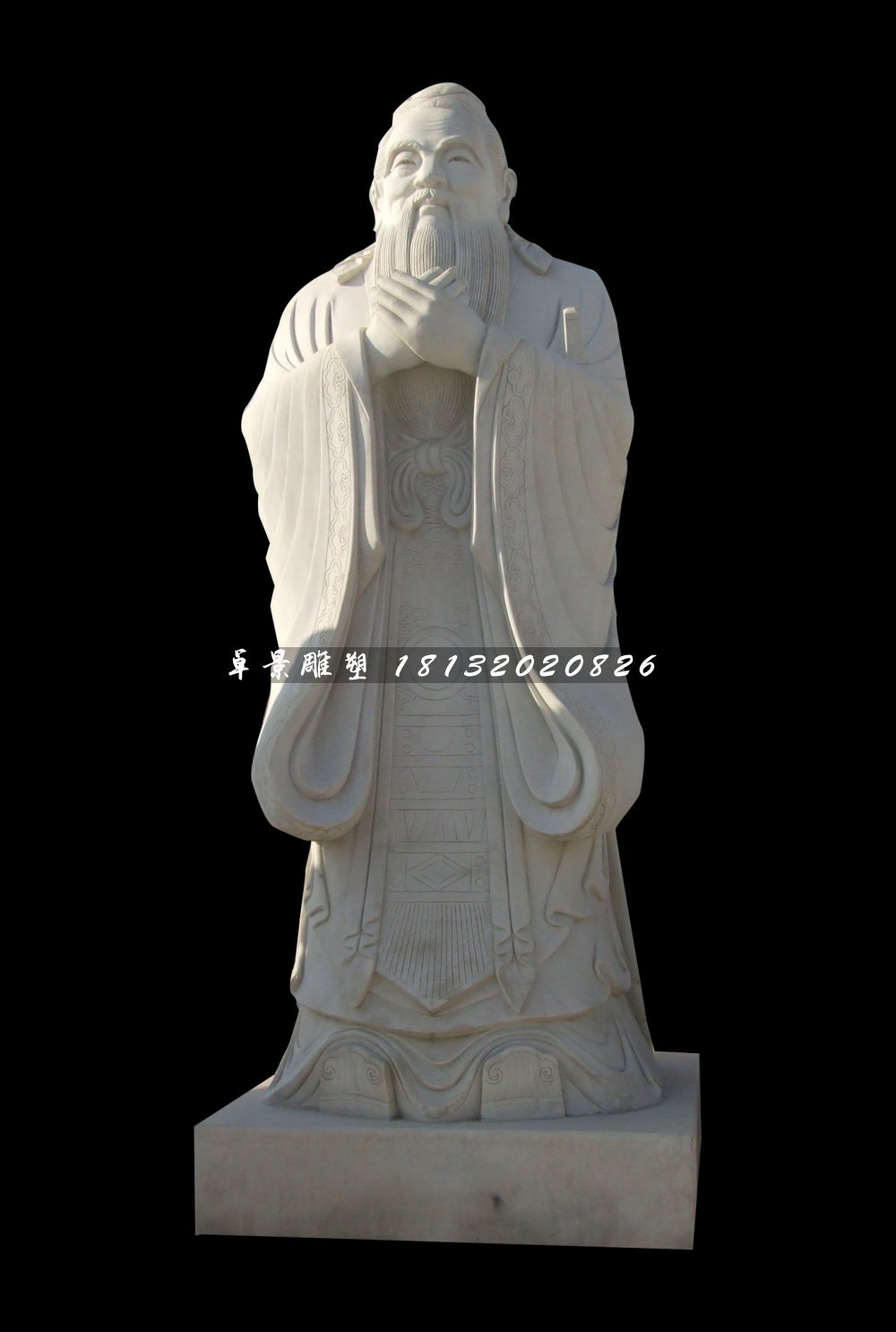 先師孔子石雕，校園大理石人物雕塑