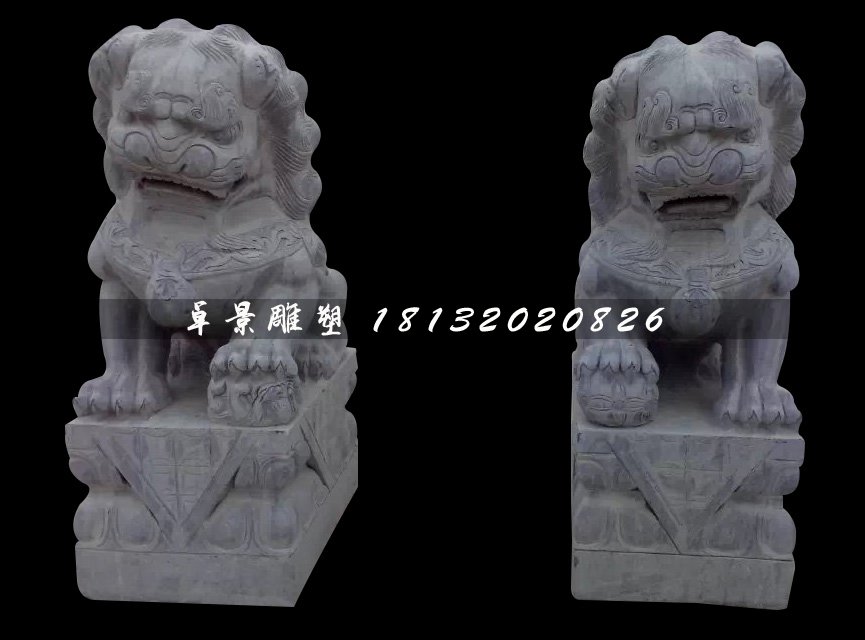 北京獅石雕，青石獅子