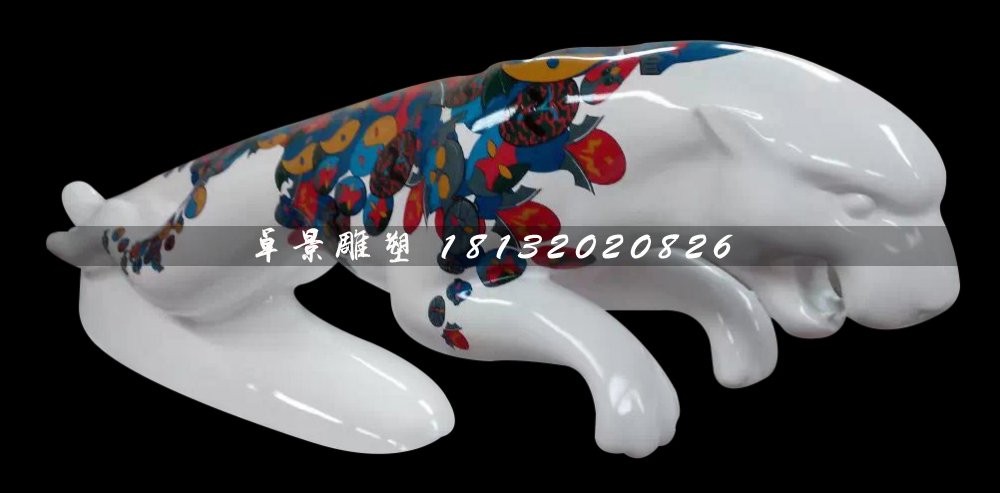 玻璃鋼豹子雕塑，玻璃鋼彩繪雕塑 (1)