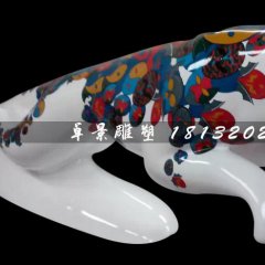 玻璃鋼豹子雕塑，玻璃鋼彩繪雕塑