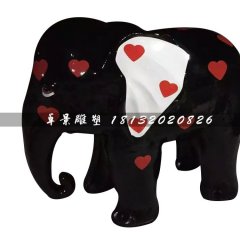 玻璃鋼彩繪大象，彩繪玻璃鋼雕塑
