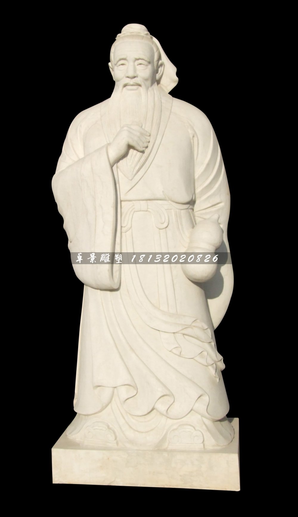 漢白玉古代人物石雕，孫思邈石雕