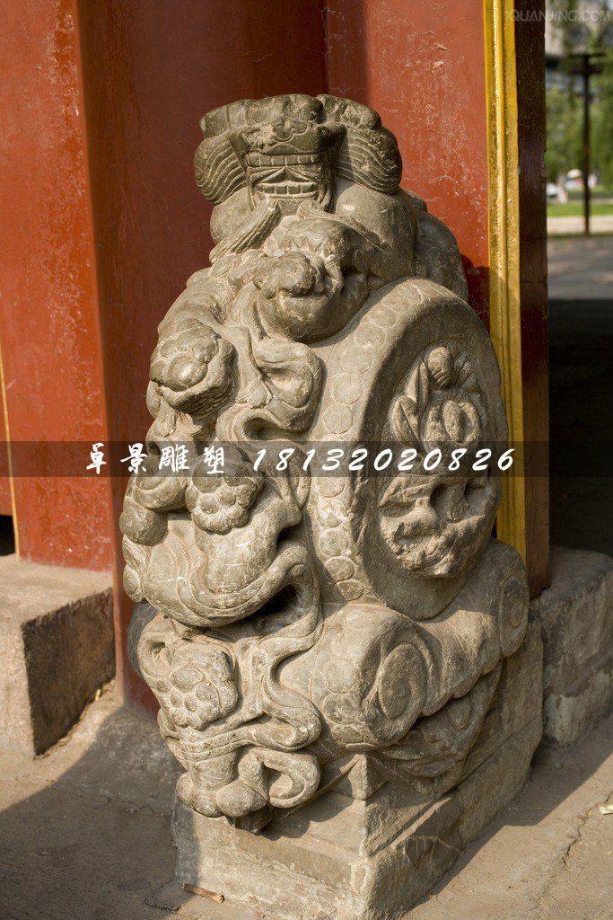 抱鼓石雕塑，仿古石門墩雕塑