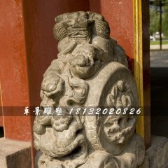 抱鼓石雕塑，仿古石門墩雕塑