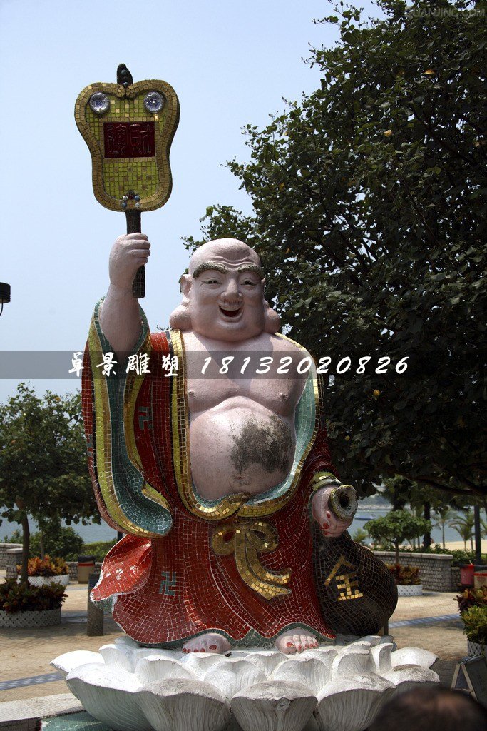 布袋和尚雕塑，玻璃鋼彩繪佛像