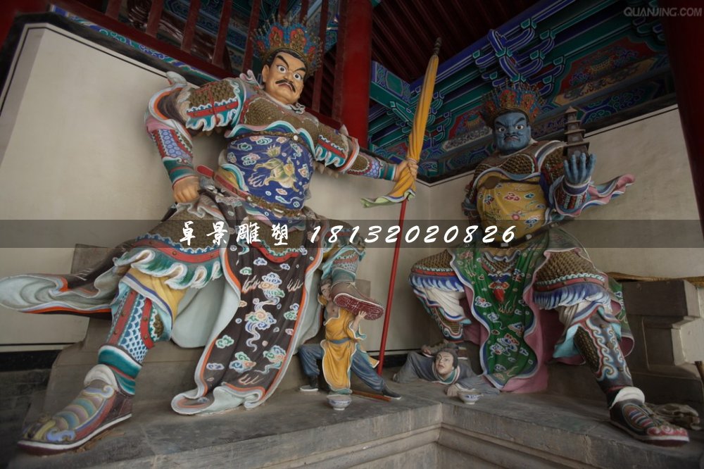 四大天王雕塑,玻璃鋼彩繪四大天王 (2)
