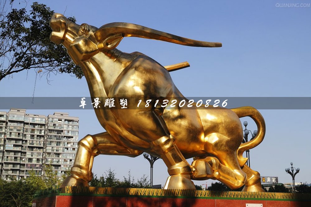 金牛銅雕，貼金動(dòng)物銅雕 (3)