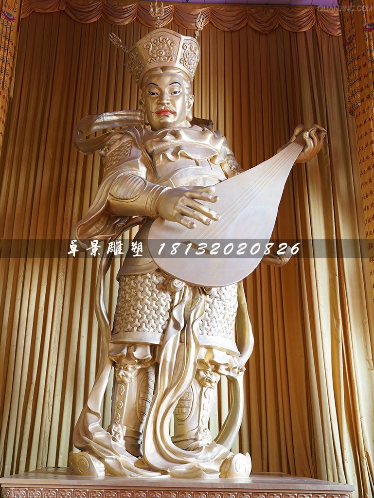 持國(guó)天王銅雕，寺廟神仙銅雕