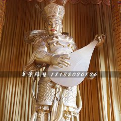 持國(guó)天王銅雕，寺廟神仙銅雕