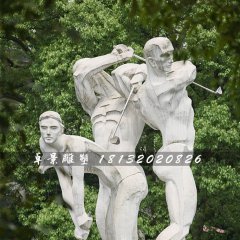 打高爾夫石雕，公園運(yùn)動石雕