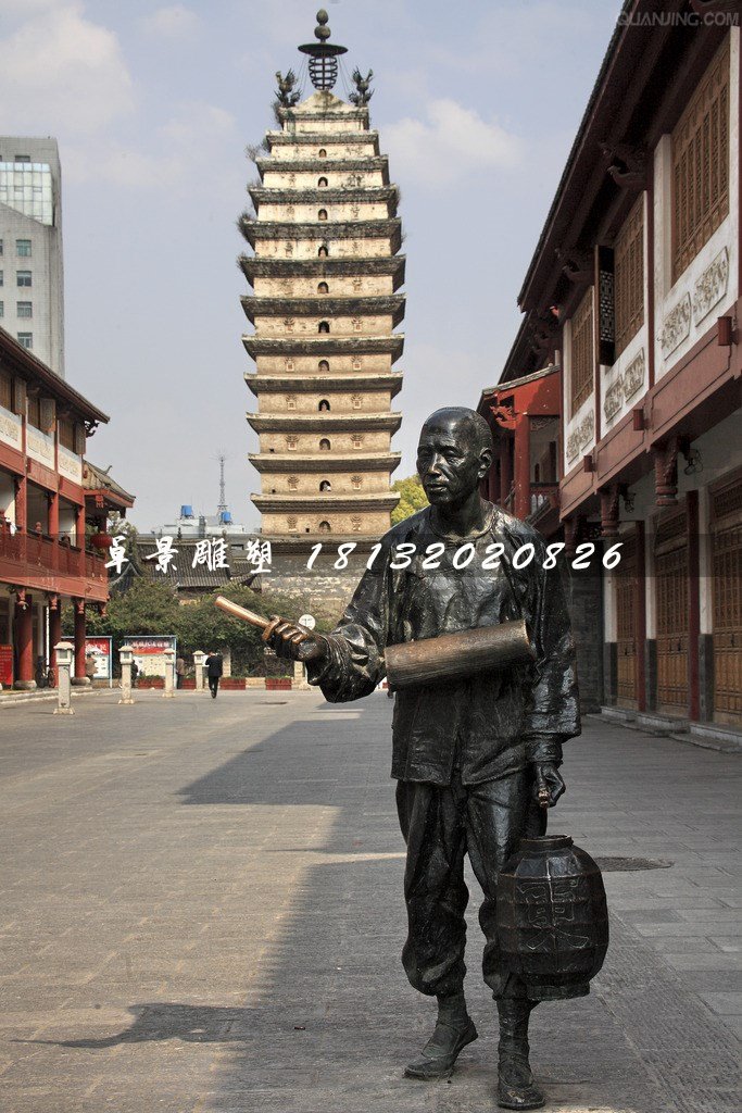 打更人銅雕，街邊景觀銅雕