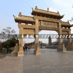 道路石牌坊，三門(mén)牌坊石雕