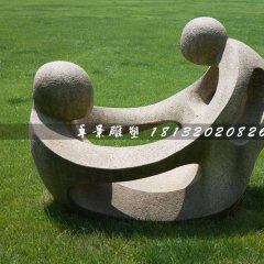 母子情深石雕，公園抽象人物石雕