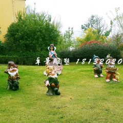 白雪公主與七個(gè)小矮人雕塑，玻璃鋼卡通雕塑