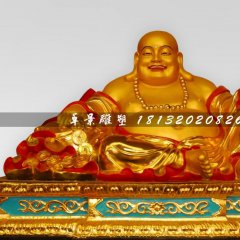 玻璃鋼彌勒佛，貼金彩繪佛像雕塑