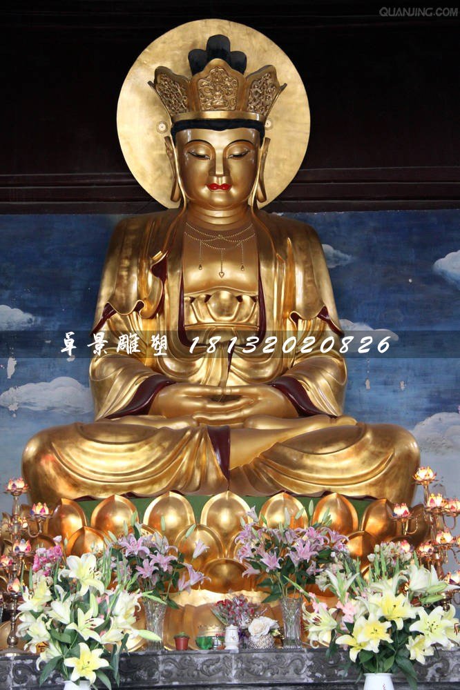 玻璃鋼地藏菩薩雕塑，貼金佛像雕塑