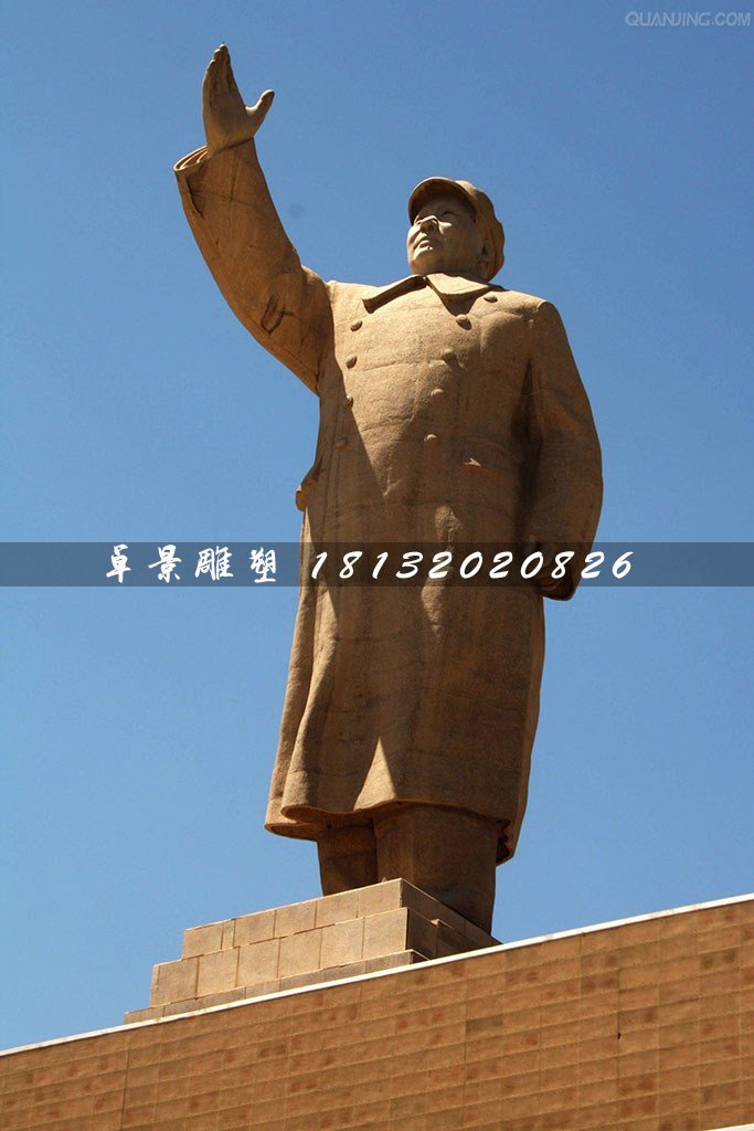 廣場(chǎng)人物石雕，毛主席揮手石雕 (1)