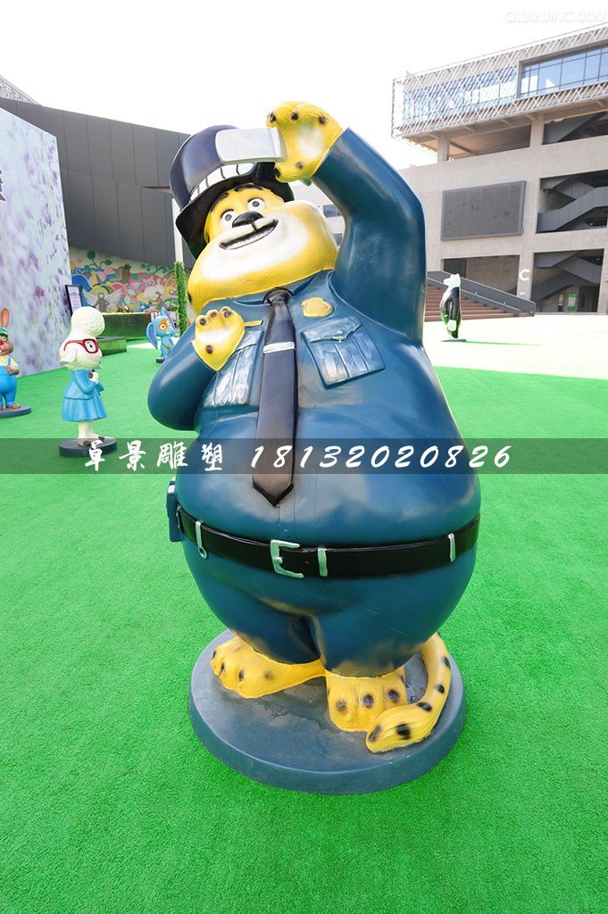 本杰明警官雕塑，玻璃鋼瘋狂動(dòng)物城雕塑
