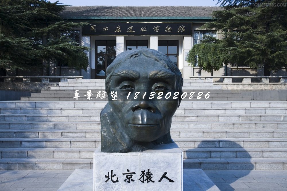 北京猿人銅雕，仿真銅雕