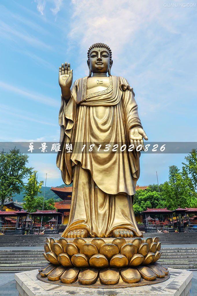 立式如來佛銅雕，寺廟銅佛像