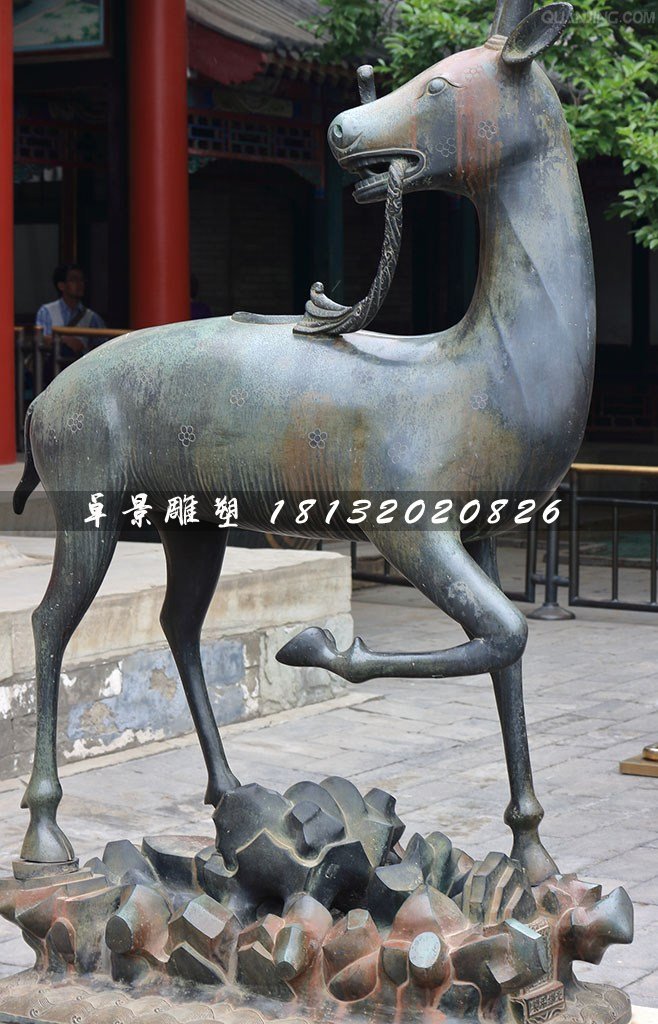 梅花鹿銅雕，動(dòng)物銅雕