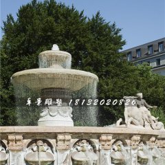 噴水盆石雕，雙層噴泉石雕