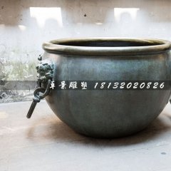 水缸銅雕，仿古銅水缸