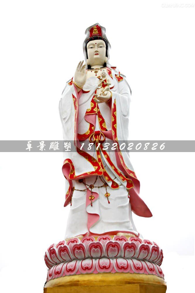 送子觀音雕塑,玻璃鋼彩繪佛像