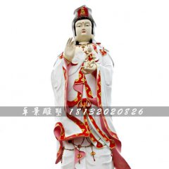 送子觀音雕塑，玻璃鋼彩繪佛像