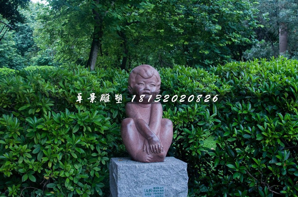 小男孩石雕，公園人物石雕