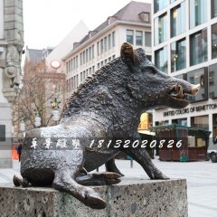 野豬銅雕，街邊動物銅雕