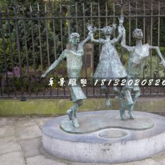 一家三口銅雕，公園天倫之樂銅雕