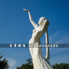 永沐春風(fēng)石雕，廣場漢白玉少女石雕