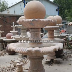 風(fēng)水球噴泉石雕，晚霞紅噴泉