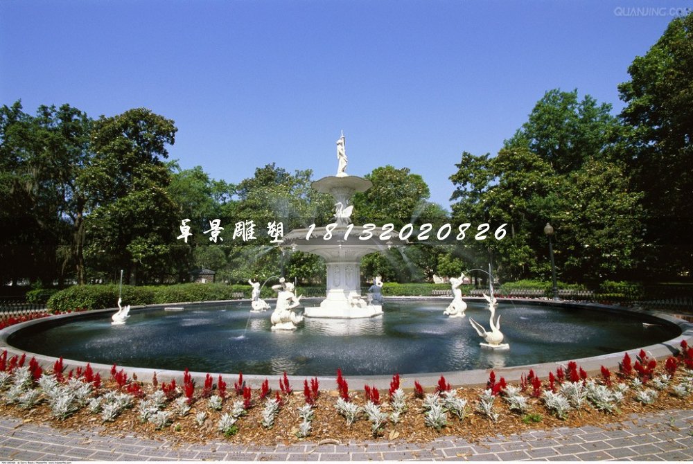 歐式噴泉，漢白玉噴泉石雕 (2)