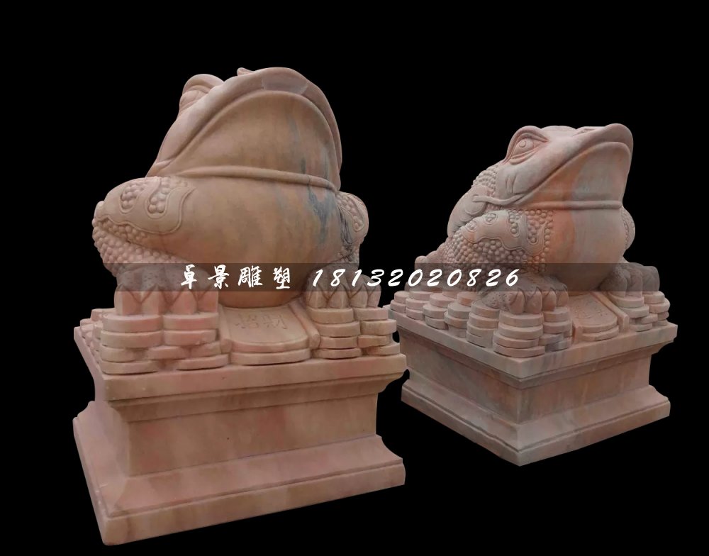 金蟾石雕，晚霞紅金蟾雕塑 (4)