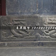 青石浮雕，雙龍戲珠石浮雕