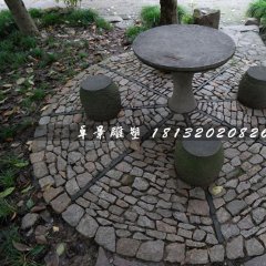 青石圓桌圓凳，公園桌椅石雕
