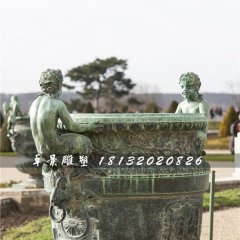 青銅花盆雕塑，公園花缽銅雕