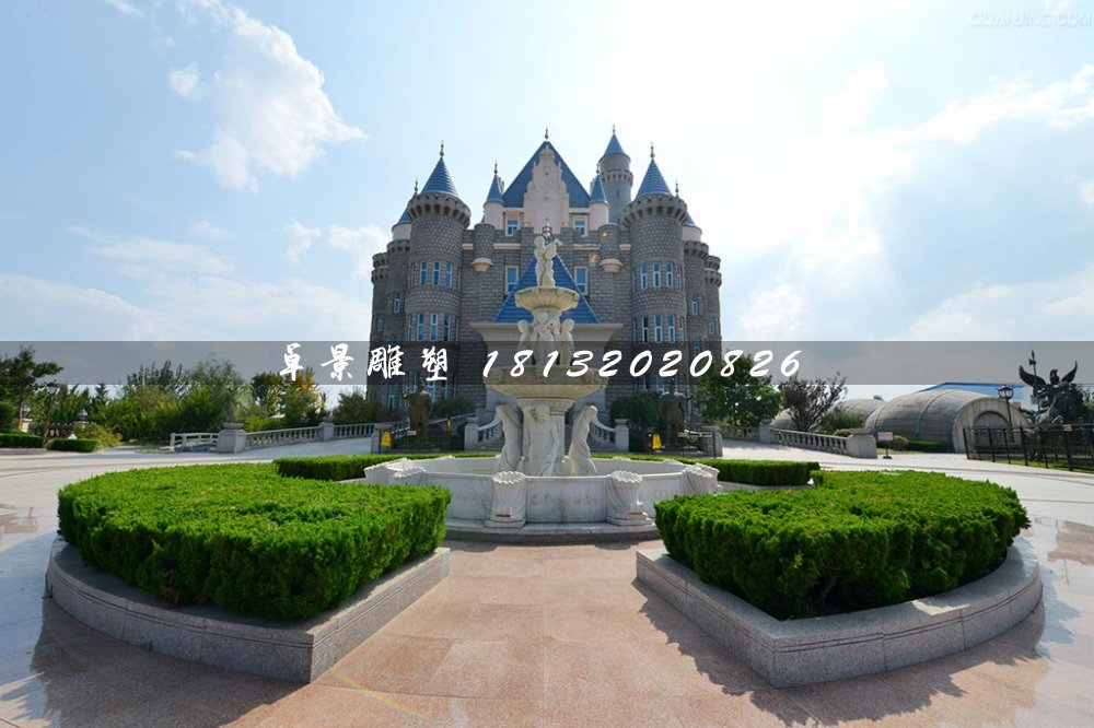 西方人物石噴泉，廣場漢白玉噴泉雕塑