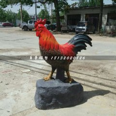 玻璃鋼公雞雕塑，彩繪動(dòng)物雕塑