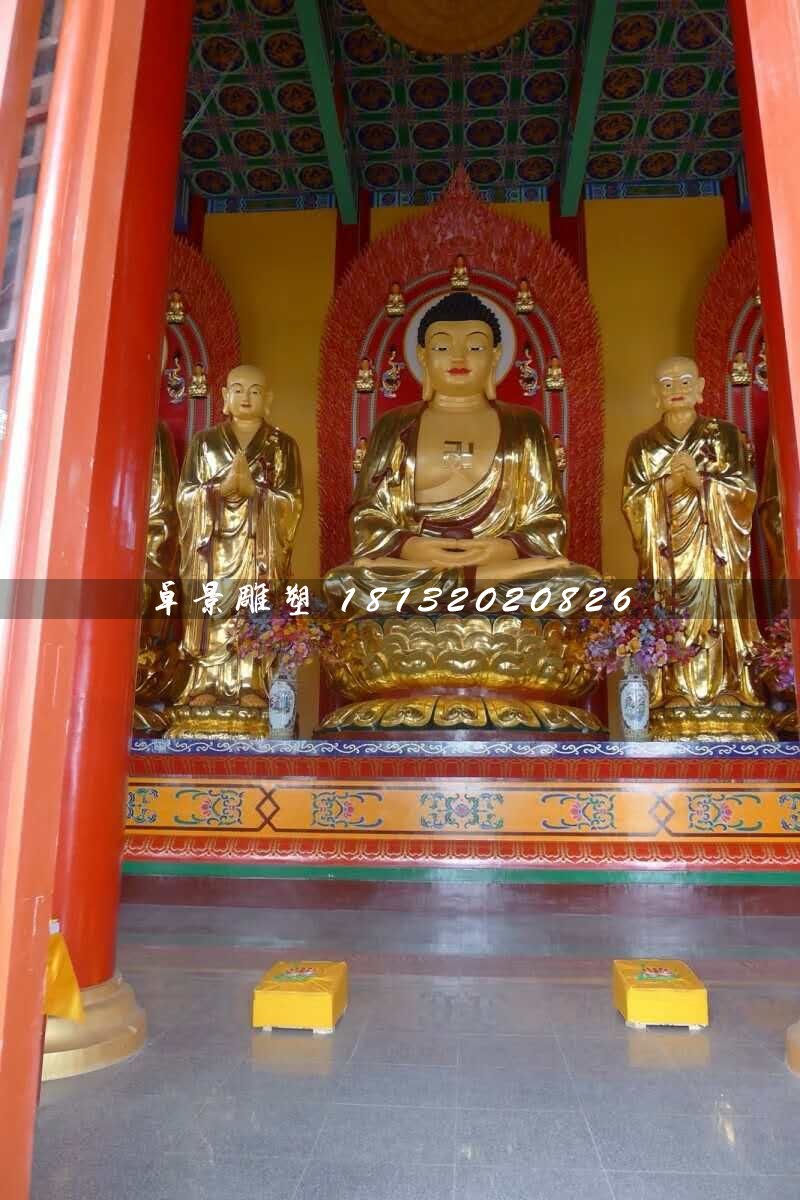 玻璃鋼釋迦牟尼佛，貼金佛像雕塑