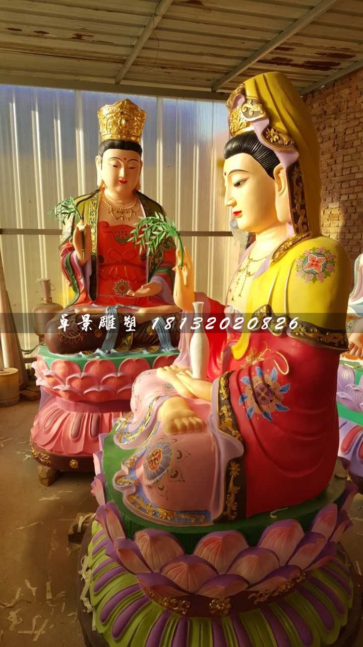 彩繪觀音雕塑，玻璃鋼佛像雕塑 (1)