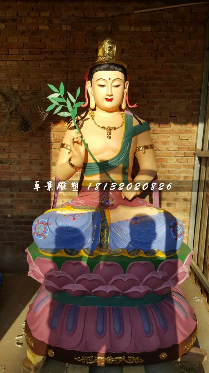 彩繪觀音雕塑，玻璃鋼佛像雕塑 (2)